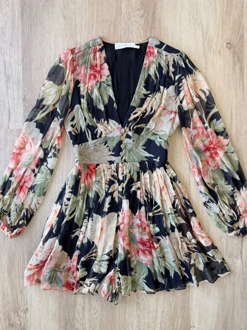 ZIMMERMANN Espionage Floral-Print Silk Playsuit Jumpsuit Romper 0 XS